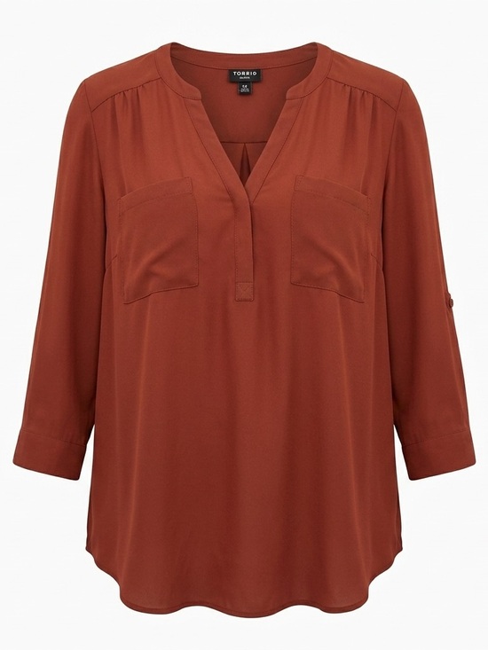 torrid Tops - TORRID Rust Color HARPER GEORGETTE PULLOVER 3/4 Sleeves BLOUSE size 3/3X